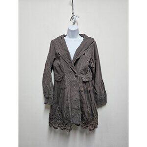 SACRED THREADS ARTSY BROWN LACE JACKET/COAT LARGE